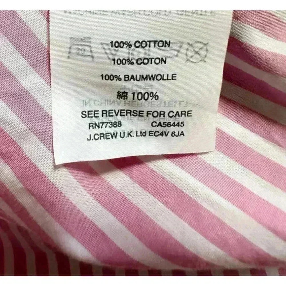 J. Crew Striped Bell-Sleeve Top Blouse Pink White Size 2P - Picture 7 of 8